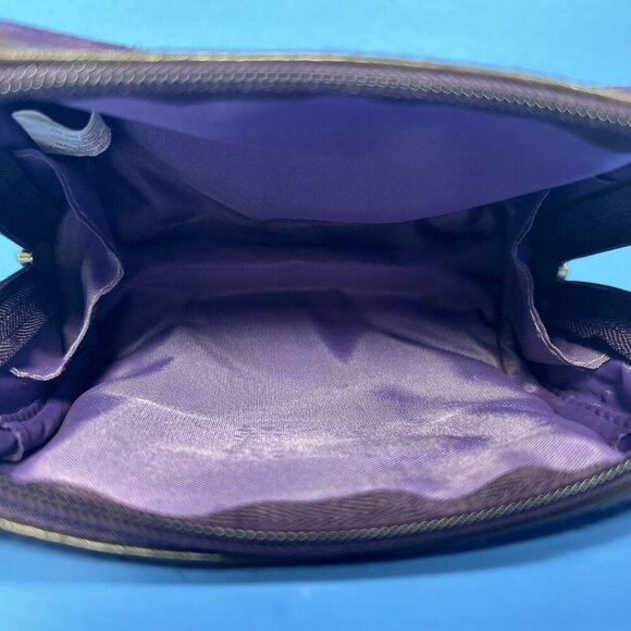 Modella Purple Suede Leather Cosmetic Bag Toiletry Carry All - Picture 5 of 9
